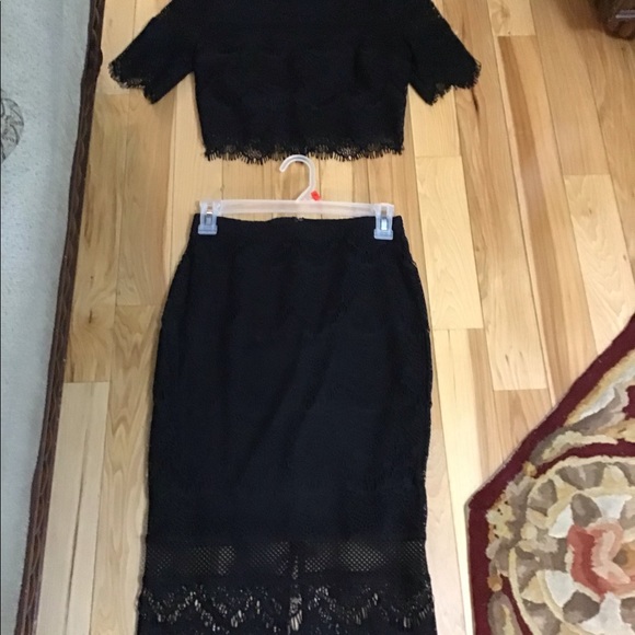 2 pc set Express top skirt lady girl size XSmall 0 black lacy EUC outfit dress - Picture 5 of 16